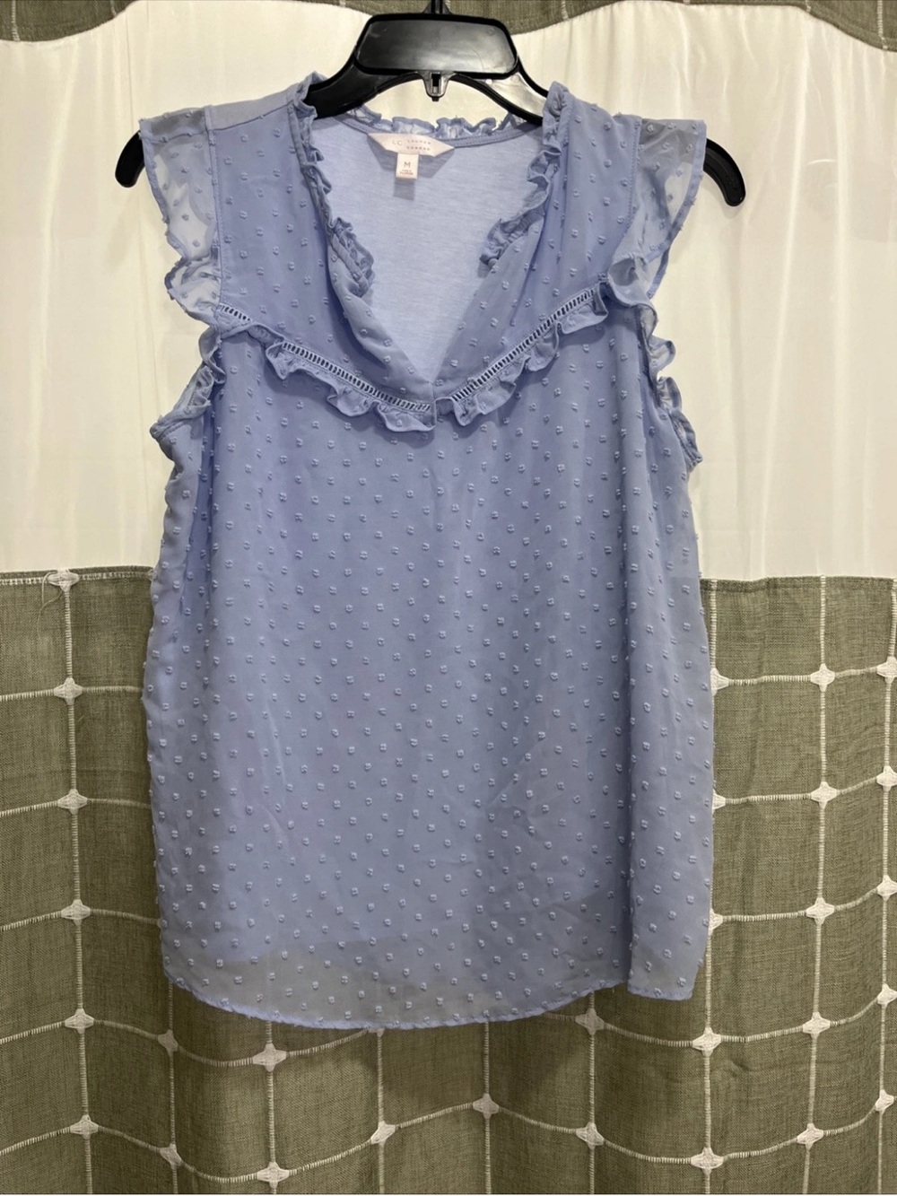 LC Lauren Conrad Light Blue Ruffle Swiss Dot Camisole
